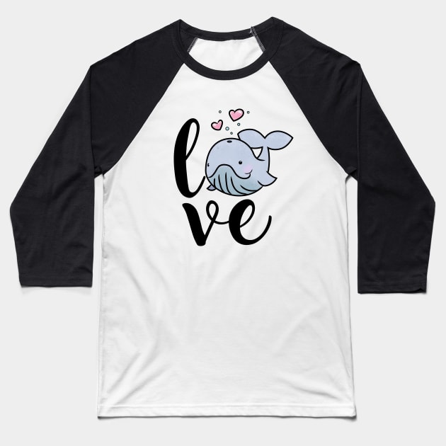 Whale Love for Marine Animal Lovers Baseball T-Shirt by cottoncanvas